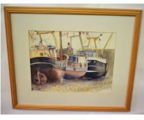 Fiona Davies, signed and dated '96, watercolour, Cornish fishing boats, 33 x 43cms