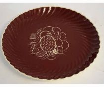 Susie Cooper large circular bowl with fluted edge, the centre with stylised floral design to a