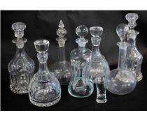 Mixed Lot: 19th century and later decanters and stoppers, together with a 75th anniversary St