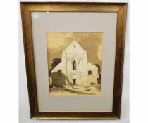 After John Sell Cotman, black and white etching, "East end of Hunstanton Church, Norfolk", 24 x