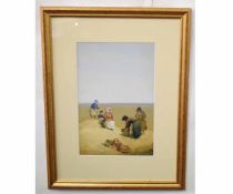 H Ellis, pair of watercolours, Fisherfolk, 27 x 18cms (2) 100-120