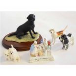 Beswick model of a cocker spaniel with 3 other dog models from various factories and a Victorian