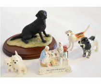 Beswick model of a cocker spaniel with 3 other dog models from various factories and a Victorian