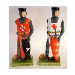 Pair of 20th century Francesca English fine bone china figures of crusaders, signed R Band, '91