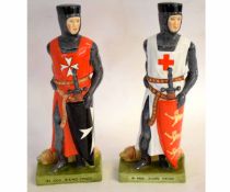 Pair of 20th century Francesca English fine bone china figures of crusaders, signed R Band, '91