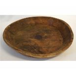 19th/early 20th century dug-out carved bowl, 50cms diam