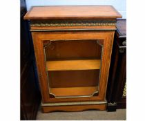 19th century satinwood and walnut inlaid pier cabinet with decorative brass mounts with single