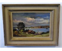 After Edward Seago, bears signature, oil on board, "On the Orwell, Suffolk", 28 x 40cms