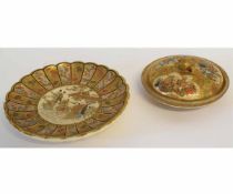 Satsuma bowl and cover with stand decorated with Immortals, the stand 21cms