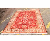 Modern Ziegler carpet with rust ground with cream floral design, 195cms wide x 290cms long