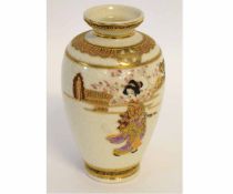 Satsuma vase, the baluster body decorated with a courtesan, 20cms high