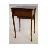 Edwardian mahogany and inlaid desk with two opening flaps to top enclosing a leather panel and a