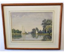 W J Coman, signed watercolour, Broadland scene, 23 x 31cms