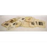 Box containing a quantity of mixed black and white etchings, book plates, hand coloured engravings