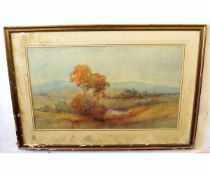H Carter, signed watercolour, Extensive landscape, 46 x 80cms
