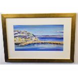 Robert Valente, signed oil on board, "Brixham, Devon", 22 x 40cms