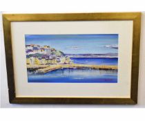 Robert Valente, signed oil on board, "Brixham, Devon", 22 x 40cms