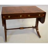 Good quality Regency style rosewood and satinwood inlaid sofa table fitted with two drawers with