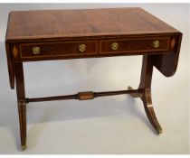 Good quality Regency style rosewood and satinwood inlaid sofa table fitted with two drawers with