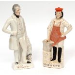 19th century Staffordshire figure of a blacksmith together with a Staffordshire figure of