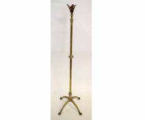 Arts & Crafts brass adjustable standard lamp with shaped copper leaves to mount on a shaped