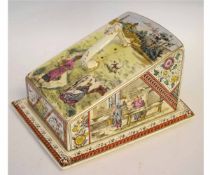 Large late Victorian cheese dish entitled "Cheshire" with various pastoral scenes, the base with reg