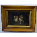 A H Glover, signed pair of oils on canvas, Cat studies, 20 x 30cms (2)