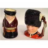 Royal Doulton Toby Jug of The Huntsman and character jug of The Guardsman