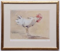 Minter Kemp, coloured print, signed dated 93 and numbers 12/550 in pencil to lower margin, Cockerel,
