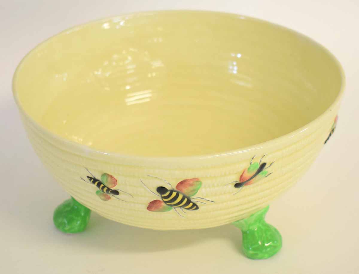 Large Carlton ware bowl, the ribbed body decorated in relief with bees