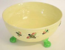 Large Carlton ware bowl, the ribbed body decorated in relief with bees