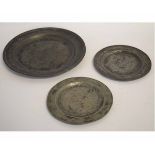 Mixed Lot: three various chargers to include a 19th century charger (25cms) together with a