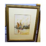 William Marjoram, signed and dated 1889, watercolour, Fishing boats off a harbour, 35 x 25cms