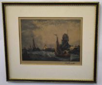 Douglas Ion Smart, signed in pencil to margin, two coloured mezzotints, Seascapes, together with two