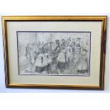 Brian De Grineau, signed pencil drawing, inscribed Westminster Abbey, 22 x 36cms