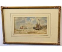 19th century English School, watercolour, (bears signature T S Robbins), Harbour scene with