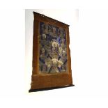 Painted Siamese scroll with figural decoration on gauze (a/f), 55cms wide x 90cms long