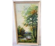 Feller, signed pair of oils on canvas, Lakeland scene and woodland etc, 79 x 39cms (2)