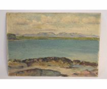 Modern British School, oil on panel, Scottish/Irish landscape, 25 x 35cms, unframed