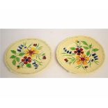 Pair of Adams ware Titian ware hand painted plates, 23cms diam