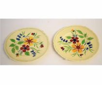 Pair of Adams ware Titian ware hand painted plates, 23cms diam