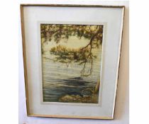 H Wilson Woollett, signed watercolour, "Water's Edge", 52 x 37cms