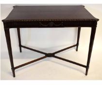 Good quality mahogany Irish silver table of rectangular form with carved frieze on tapering square