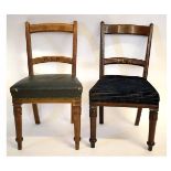 Pair of Great Eastern Railway dark oak bar back office chairs with carved GER to centre of the