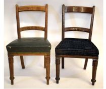 Pair of Great Eastern Railway dark oak bar back office chairs with carved GER to centre of the