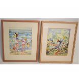 Ann Roff Williams, signed group of 8 watercolours, various subjects including beach scenes, geese