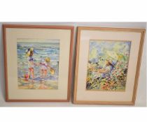 Ann Roff Williams, signed group of 8 watercolours, various subjects including beach scenes, geese