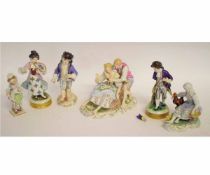 Group of six Continental porcelain figures modelled as children in various poses together with a