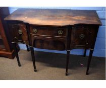 Georgian mahogany style small proportioned sideboard, centrally fitted with two bow fronted drawers,