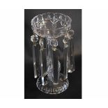 Clear cut glass table lustre with prismatic drops, 23cms high